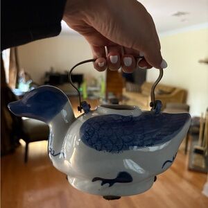 Blue and White Duck-Shaped Teapot